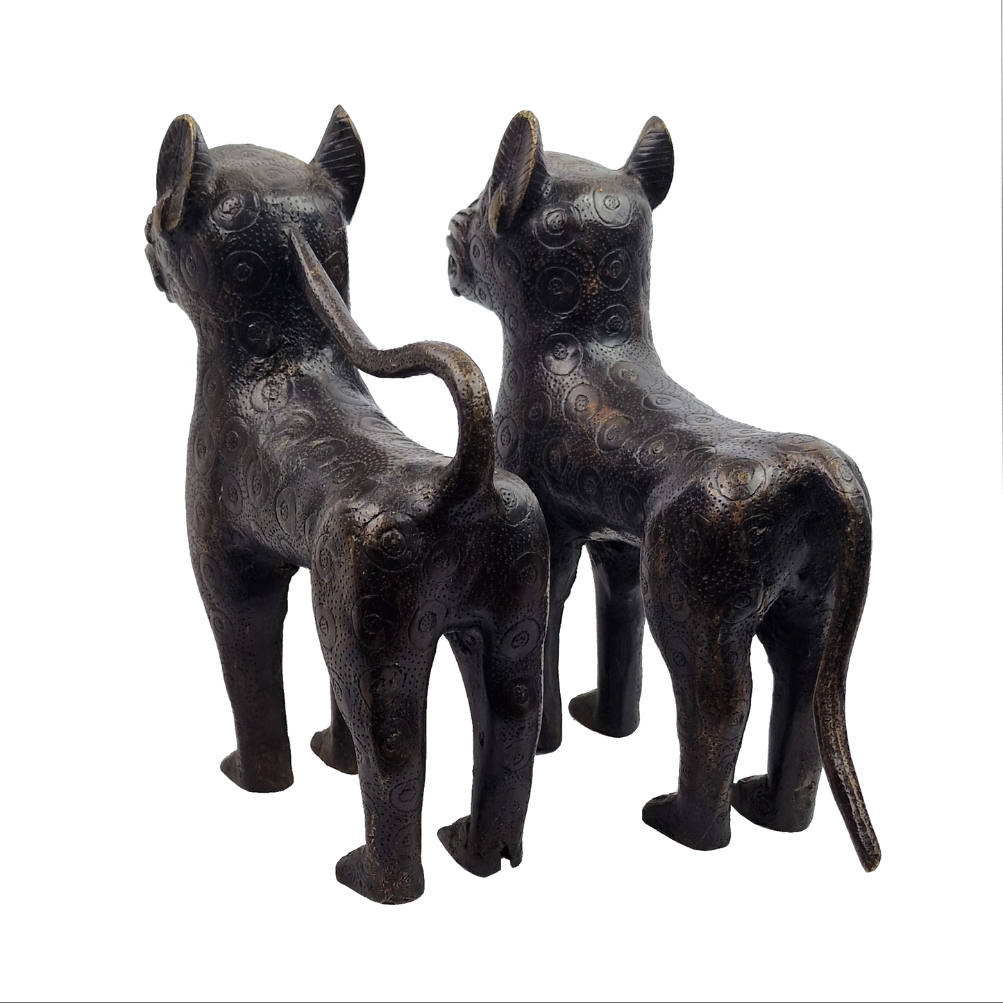 Benin Bronze Cat Pair replica
