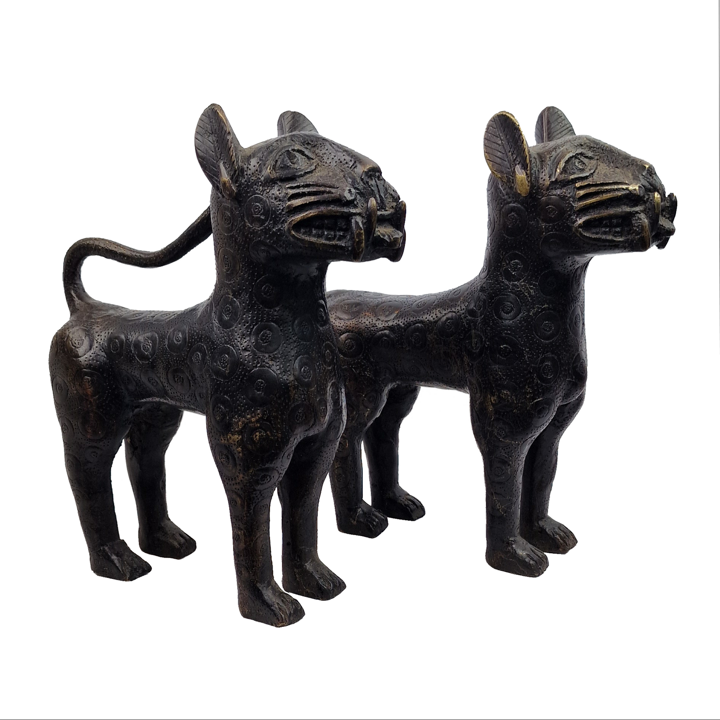 Benin Bronze Cat Pair replica